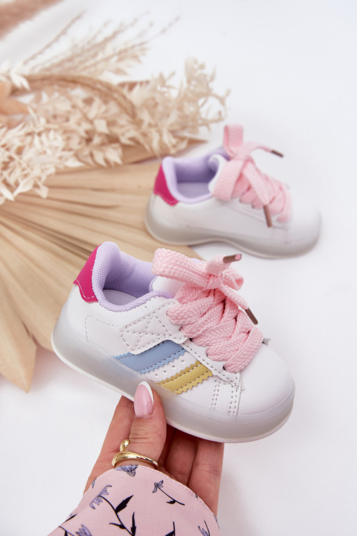 Sports Shoes Kids Sneakers With Light Up Sole White-Pink Arielle