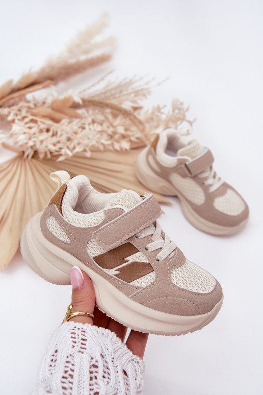 Children's Sports Shoes Sneakers With Velcro Beige Selinea