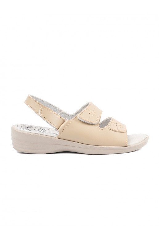 Womens sandals beige ze skórzaną wkładką