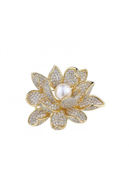 Brooch krypcs.ałowa Flowers with decorative pearls BZ143