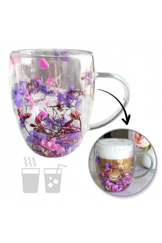 Szklanka termiczna withami w środku, gipsówka hortensje pink 300 ml 1pcs. SZK166