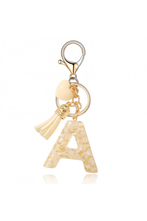 Keychain LITERKA "A" biało  kamyczki  BRL329A