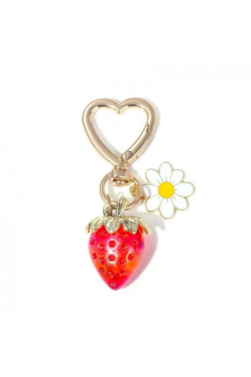 Keychain czerwona TRUSKAWKA andstokrotka, karabińczyk serce BRL350CZE