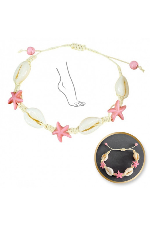 Ankle braceletsznurku, MUSZELKI andROZGWIAZDY B543R