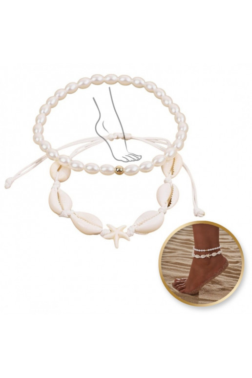Bracelet two in onestopę MUSZELKIsznurku, rozgwiazda with pearls B544