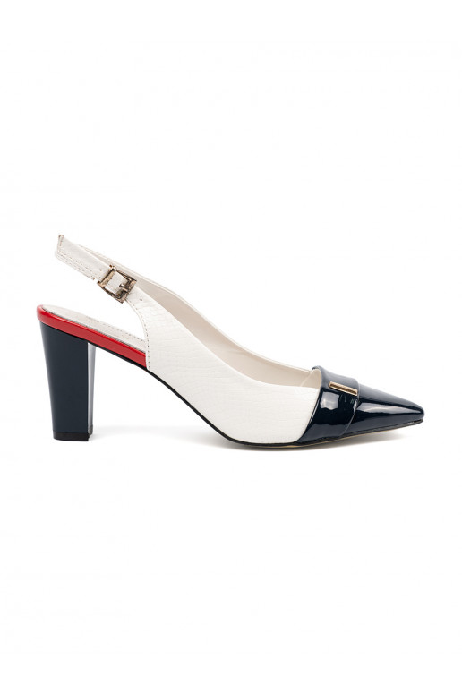 White-black High heels with an open heel