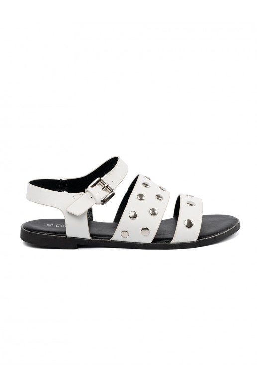 White color sandals with rivets