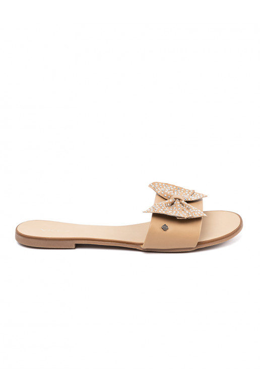 beige slippers  with bowIncyrkonie
