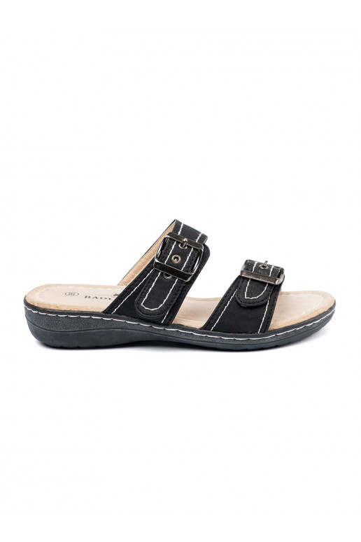black slippers  womens with buckles
