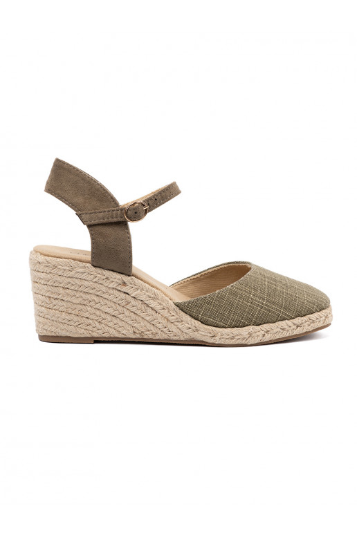 green color sandals espadrilles on a wedge