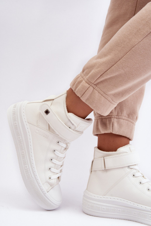 Women's Padded Platform Trainers White Big Star MM274006