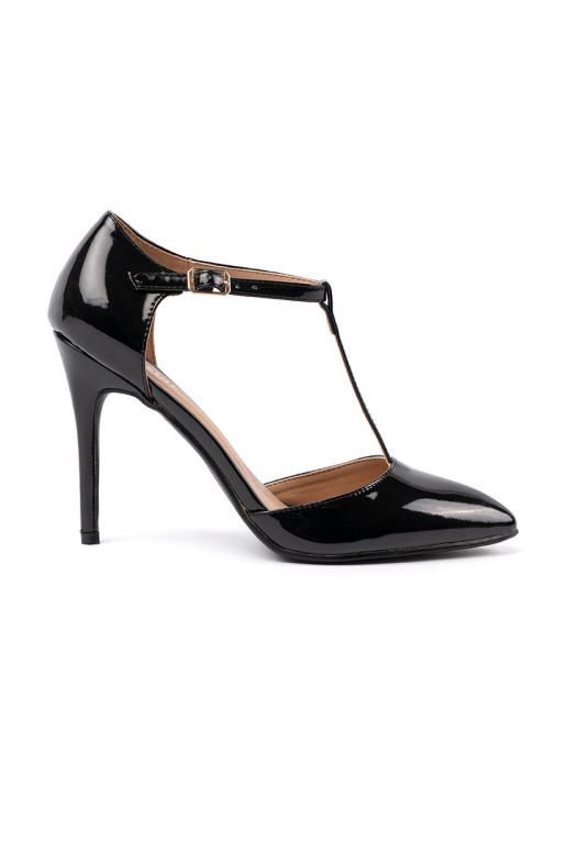 black High heels with straps na kostce