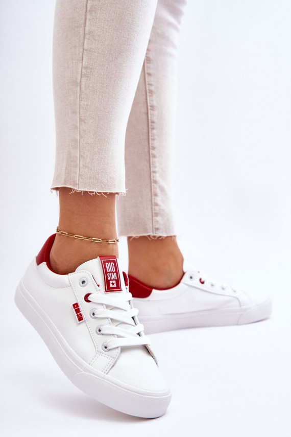 Women's Leather Tennis Shoes Big Star EE274311 White Red