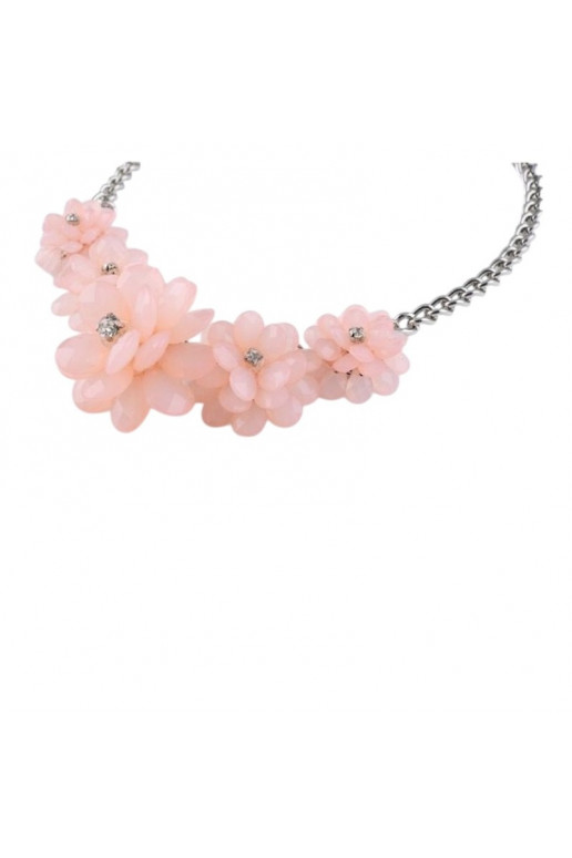 Necklace KOLIA with flowers pink N128