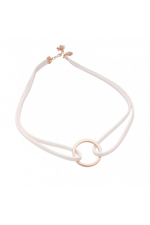 Necklace CHOKER RZEMYK  Circle White color N296B