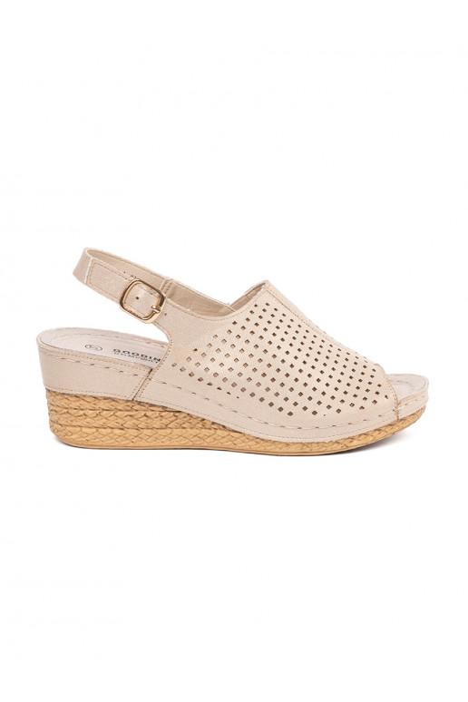 sandals golden on a wedge