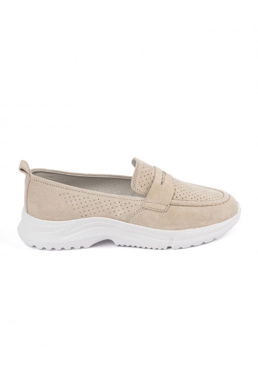 Leather beige Women's moccasins