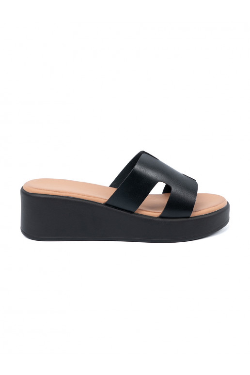 Women's slippers with platform black