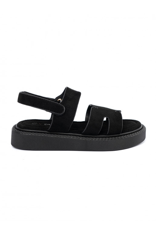 sandals black with platform z wycięciami
