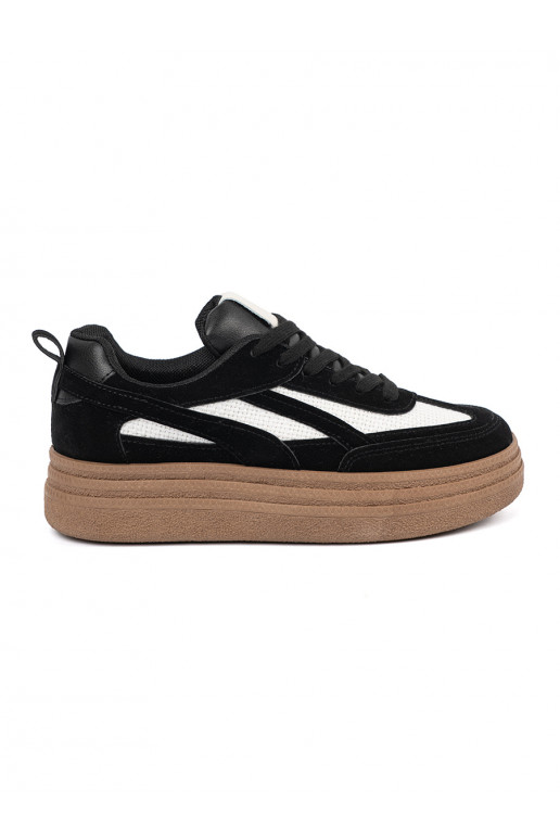 black Women's casual shoes z white colormi wstawkami.