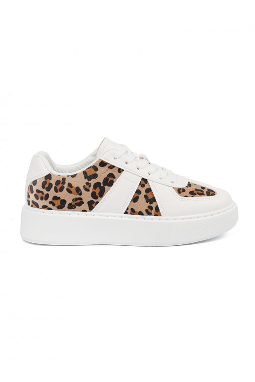 White color Sneakers z wstawkami leopard print