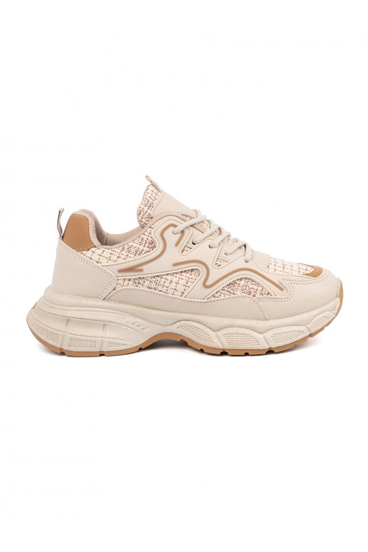 Sneakers model shoes light beige womens with platform