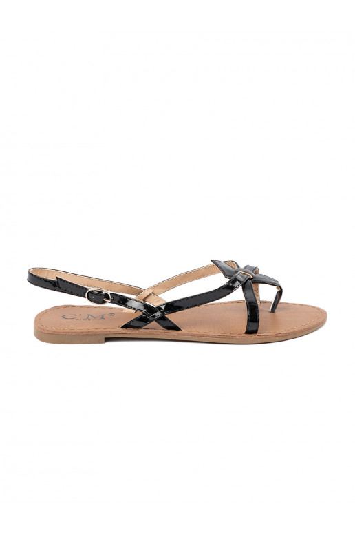 sandals flip-flops black flat