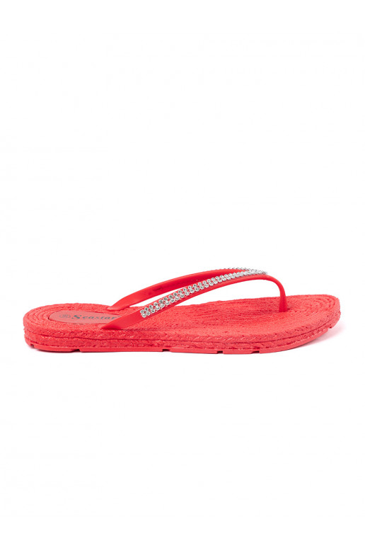 red flip-flops with zircons