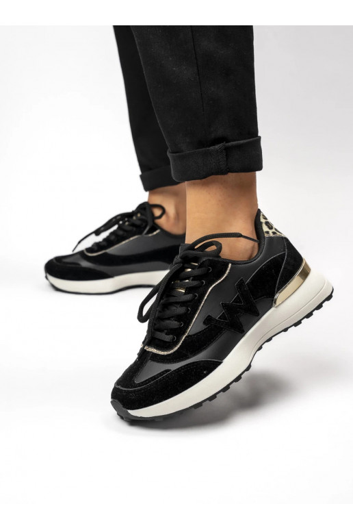 Womens Sneakers model shoes WANDA BLACK Miejski Styl z DetalemInAnimal Pattern