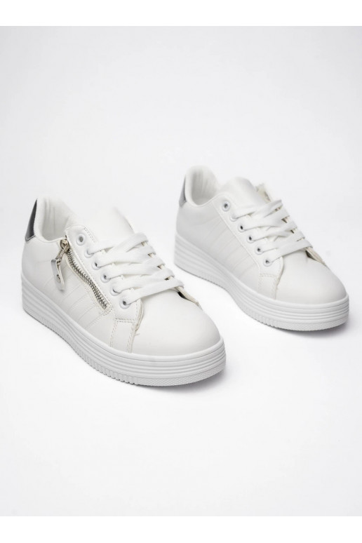 Womens Sneakers model shoes ZIPPY SILVER Minimalizm z Błyszczącym Akcentem