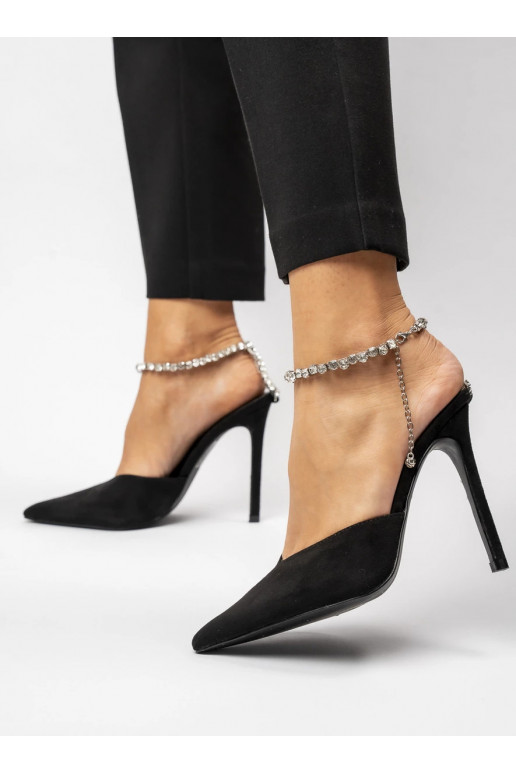 Womens high-heeled shoes KAYLA Black Błyszczący Urok i Biżuteryjny Akcent