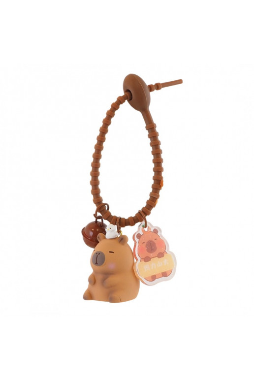 Keychain Kapibara 4x 2,5 cm withptaszkiem, przywieszką anddzwoneczkiem BRL338