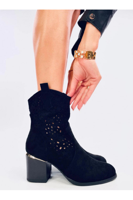 Boots openwork of suede cowboy boots ANTARES BLACK