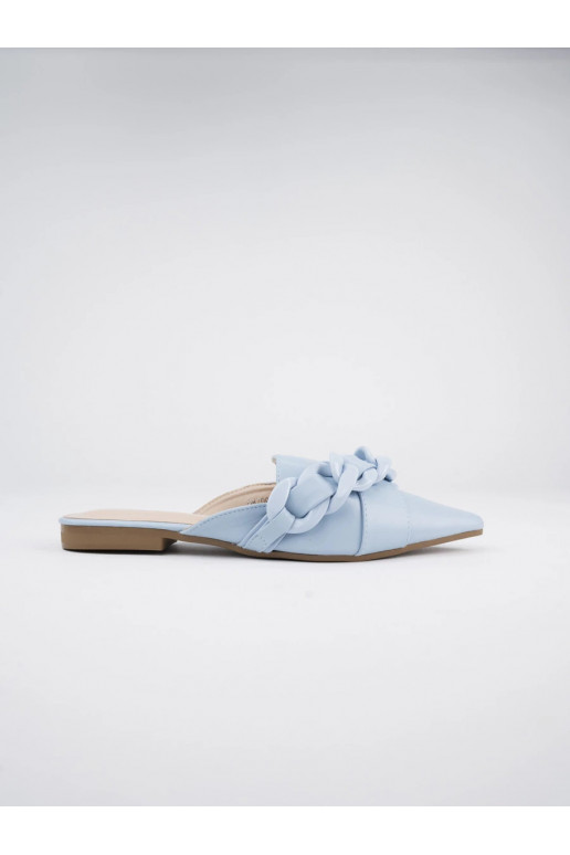 Slippers Elegant with ribbons blue