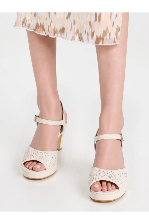 Women's sandals with heels NIGHT ELEGANCE BEIGE