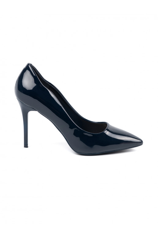 dark blue lacquered High heels on a high heel