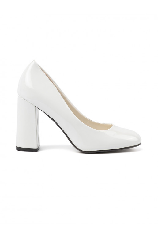 White color High heels lacquered