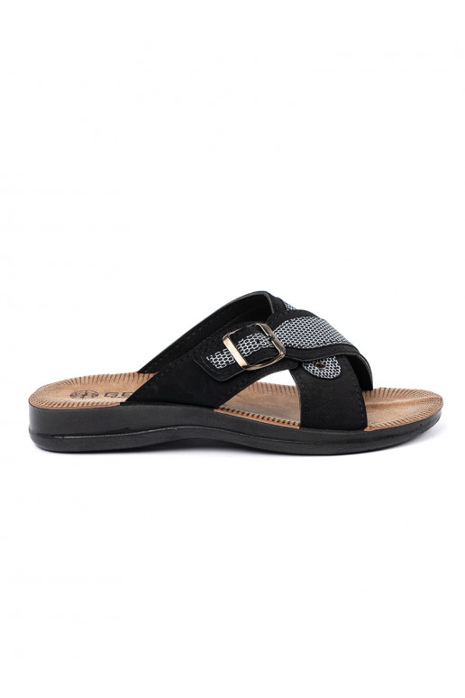 black slippers  mens with buckles