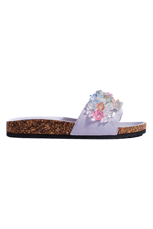 of suede slippers  womens purple color