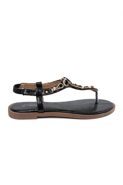 equals black sandals with zircons