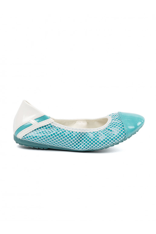 blue ballerinas z białą siteczką