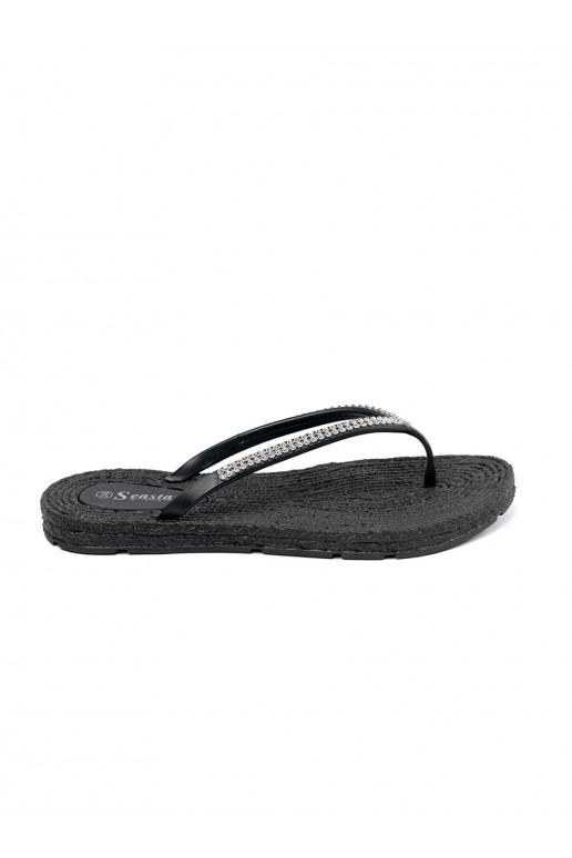 Flip-flops black with zircons