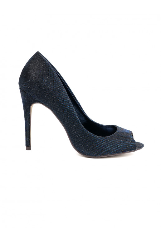 dark blue glitter High heels with open toes