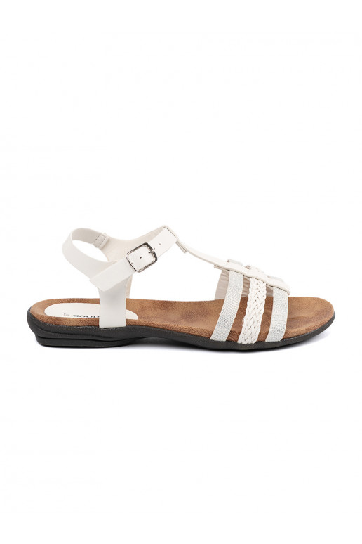 White color sandals womens ze zdobionymi paseczkami