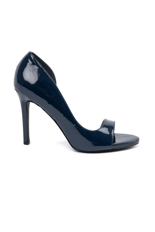 dark blue High heels lacquered with open toes