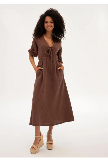 Liliane - Brown muslin midi...