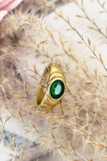Stainless steel ring covered with 14k gold, Ring size: US8 - EU17