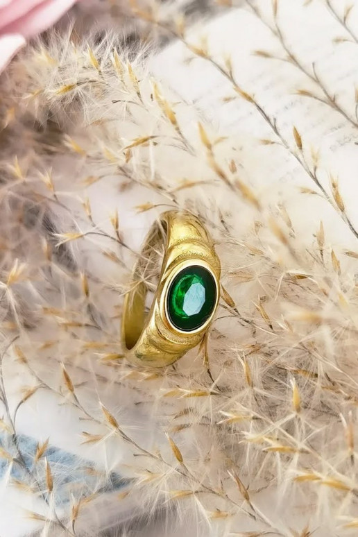Stainless steel ring covered with 14k gold, Ring size: US8 - EU17