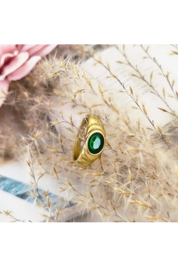 Stainless steel ring covered with 14k gold, Ring size: US8 - EU17