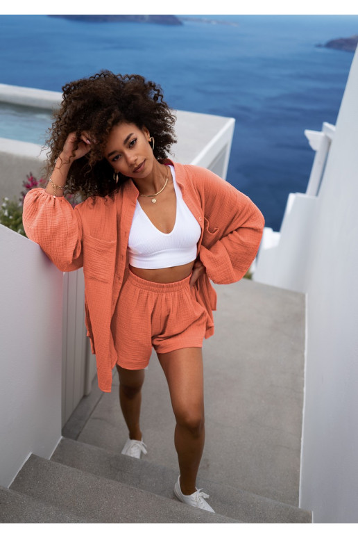 Palma - Apricot orange muslin shorts